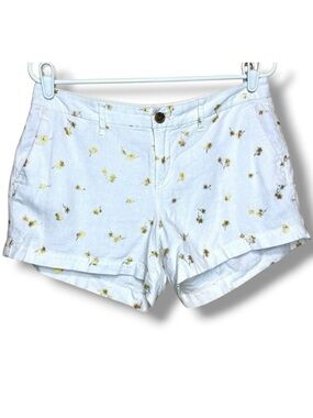 Old Navy White Linen Gold Palm Tree Shorts Size 4 Coastal Resort